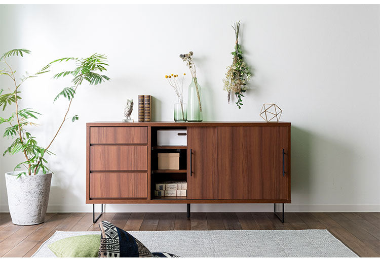 サイドボード 幅150cm リビング収納 テレビ台 ローボード 棚 テレビラック TV台 TVボード パソコン台 AVボード インテリア 収納 収納家具 リビングボード 木目調 高級感(代引不可)