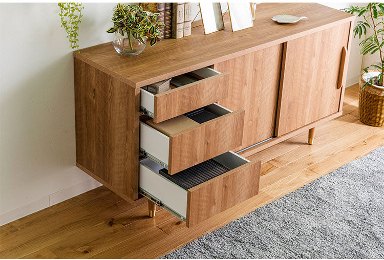 サイドボード 幅150cm リビング収納 テレビ台 ローボード 棚 テレビラック TV台 TVボード パソコン台 AVボード インテリア 収納 収納家具 リビングボード 木目調 高級感(代引不可)