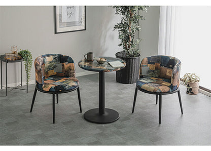 ダイニング3点セット テーブル チェア2脚 強化ガラス スチール おしゃれ 北欧 コンパクト 一人暮らし ダイニングセット 円卓 丸型 円形 ダイニング 新生活(代引不可)