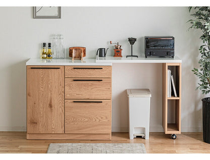 カウンター 伸縮カウンター 幅106~177cm 木目調 ホワイト おしゃれ 北欧 コンパクト オープン収納 引出し キッチン収納 レンジ台 キッチンラック 収納棚 新生活 一人暮らし(代引不可)