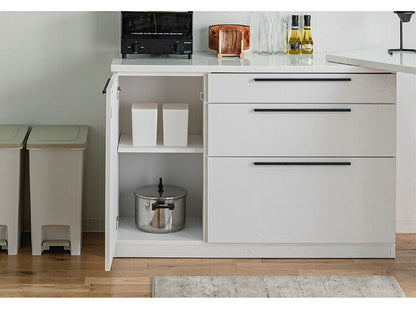 カウンター 伸縮カウンター 幅136~207cm 木目調 ホワイト おしゃれ 北欧 コンパクト オープン収納 引出し キッチン収納 レンジ台 キッチンラック 収納棚 新生活 一人暮らし(代引不可)