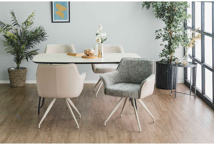 ダイニングチェア 回転式 椅子 チェア おしゃれ 食卓椅子 イス 単品 オートリターン 北欧 モダン シンプル エレガント 高級感 肘付き ダイニングチェアー いす 布地 ファブリック 合成皮革 PUレザー(代引不可)