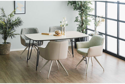 ダイニングチェア 回転式 椅子 チェア おしゃれ 食卓椅子 イス 単品 オートリターン 北欧 モダン シンプル エレガント 高級感 肘付き ダイニングチェアー いす 布地 ファブリック 合成皮革 PUレザー(代引不可)