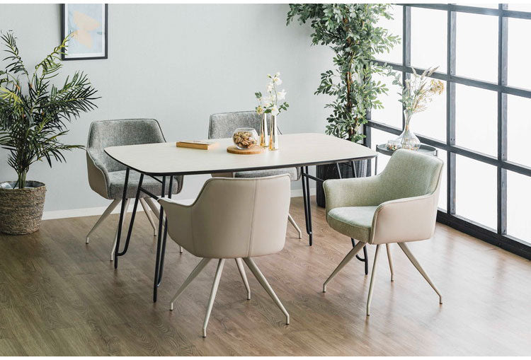 ダイニングチェア 椅子 チェア おしゃれ 食卓椅子 イス 単品 オートリターン 北欧 モダン シンプル エレガント 高級感 肘付き ダイニングチェアー いす 布地 ファブリック 合成皮革 PUレザー(代引不可)