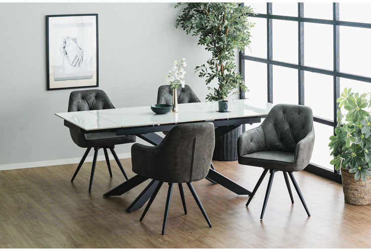 伸長式 ダイニングテーブル セラミック エクステンション 幅160~220×奥行90×高さ72cm 4人掛け 北欧 おしゃれ 単品 ダイニングテーブル 食卓 グレー ブラック モダン リビング 伸縮 伸ばせる(代引不可)