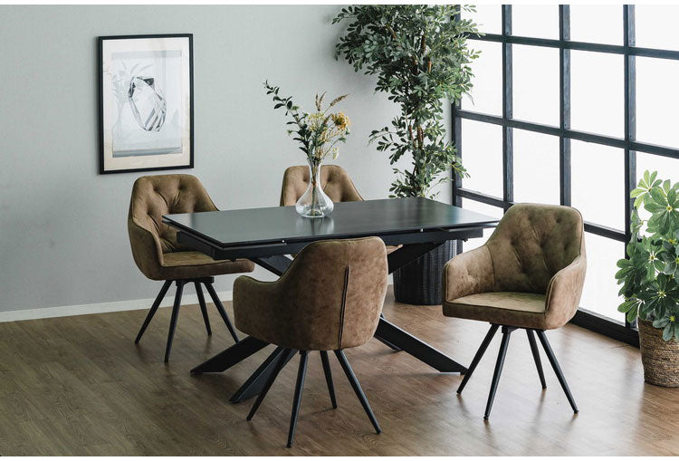 伸長式 ダイニングテーブル セラミック エクステンション 幅160~220×奥行90×高さ72cm 4人掛け 北欧 おしゃれ 単品 ダイニングテーブル 食卓 グレー ブラック モダン リビング 伸縮 伸ばせる(代引不可)