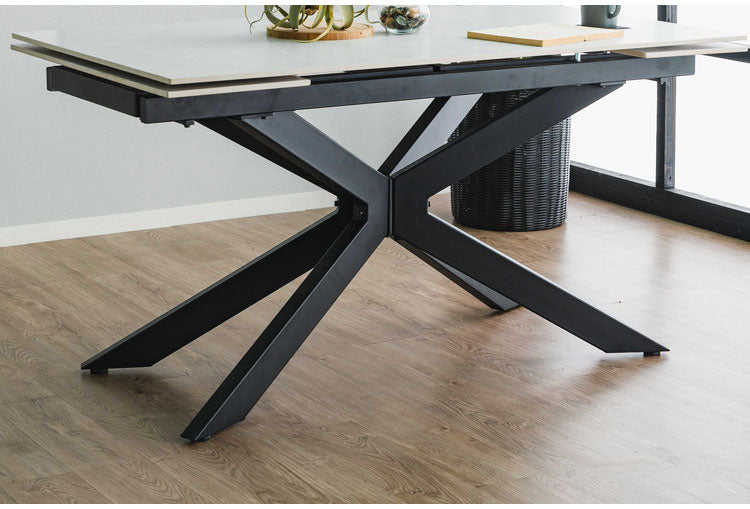 ダイニングセット ダイニングテーブル セラミック エクステンション 幅160~220 ×奥行90×高さ72cm 4人掛け ファブリック ダイニングチェア 4個入り レーザー 合成皮革 北欧 伸長式 リビング 伸縮(代引不可)