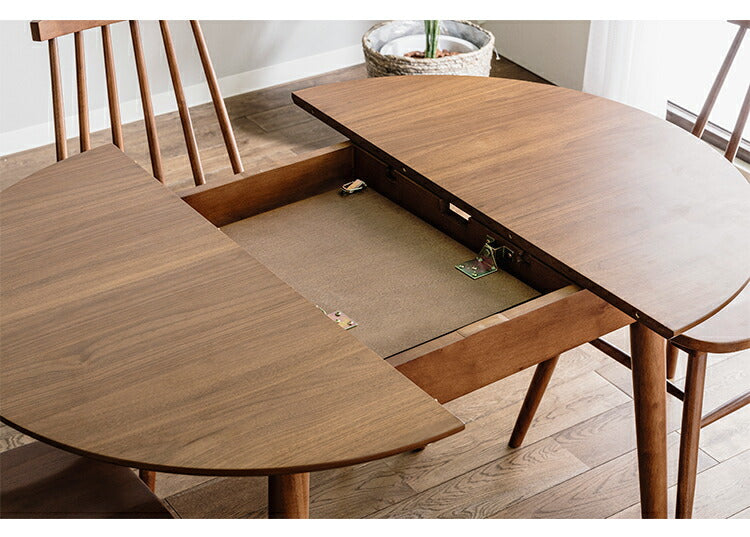 ダイニングテーブル 伸長式 幅90/120cm 木製 木目調 円卓 円形 丸型 半円形 おしゃれ 北欧 新生活 伸縮式 ダイニング 2人~6人掛け 丸テーブル 省スペース 一人暮らし(代引不可)