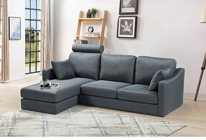 カウチソファ 3P 3人掛け 幅186cm 奥行78cm オットマン クッション2個付き ファブリック おしゃれ 北欧 ヘッドレスト リビングソファ フロアソファ ソファー ソファ(代引不可)