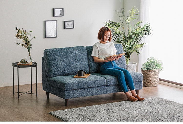 カウチソファ 2人掛けソファ 幅140cm ソファ ブークレ生地 肌触り 高級感 ゆったり 座り心地 くつろぎ ふかふか インテリア 北欧 木脚 おしゃれ ブルー ライトグレー タオルのような生地(代引不可)