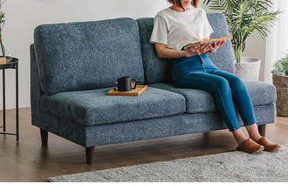 カウチソファ 3人掛けソファ 幅170cm ソファ ブークレ生地 肌触り 高級感 ゆったり 座り心地 くつろぎ ふかふか インテリア 北欧 木脚 おしゃれ ブルー ライトグレー タオルのような生地(代引不可)