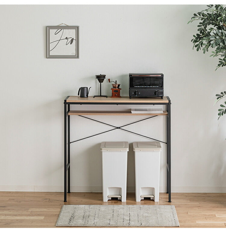 キッチンカウンター ゴミ箱上収納 幅93.5cm 奥行39.7cm おしゃれ 北欧 オープン収納 キッチンラック 作業台 レンジ台 カウンター 新生活 一人暮らし(代引不可)