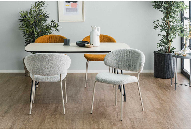 ダイニングチェア デスクチェア リビングチェア ブークレー ファブリック シェル チェアー 椅子 イス 食卓 デザイナーズ家具 一人暮らし ワンルーム 2人暮らし オフィス テレワーク おしゃれ 単品(代引不可)