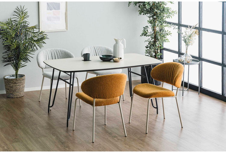 ダイニングチェア デスクチェア リビングチェア ブークレー ファブリック シェル チェアー 椅子 イス 食卓 デザイナーズ家具 一人暮らし ワンルーム 2人暮らし オフィス テレワーク おしゃれ 単品(代引不可)