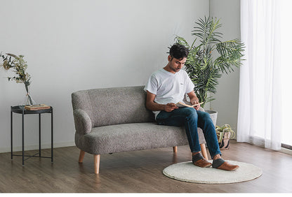 カウチソファ 2人掛けソファ 幅129cm モコモコ ゆったり ブラウン ピンク ベージュ 座り心地 くつろぎ ふかふか 木脚 おしゃれ コンパクト 北欧 家具 インテリア モダン(代引不可)