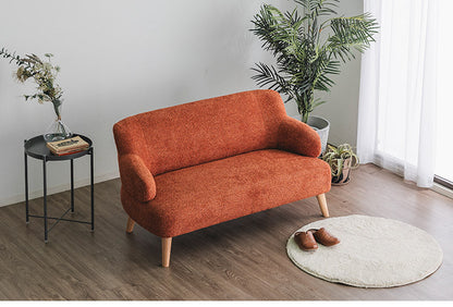 カウチソファ 2人掛けソファ 幅129cm モコモコ ゆったり ブラウン ピンク ベージュ 座り心地 くつろぎ ふかふか 木脚 おしゃれ コンパクト 北欧 家具 インテリア モダン(代引不可)