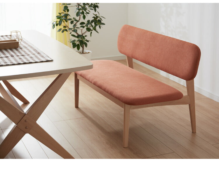 ダイニングベンチ 単品 ロータイプ 低め座面 ナチュラル ファブリック 木製 おしゃれ 北欧 胡坐 グレー オレンジ(代引不可)