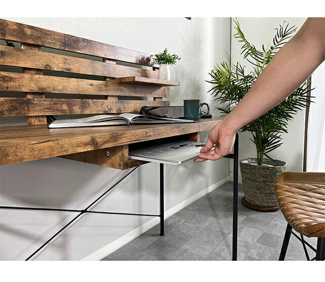 PCデスク 幅120cm パソコンデスク スチール 木目調 おしゃれ 北欧 モダン ヴィンテージ 書斎 勉強机 学習机 一人暮らし テレワーク 在宅 オフィスデスク 木製(代引不可)