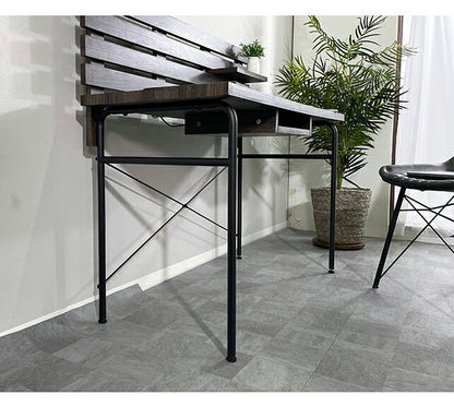 PCデスク 幅120cm パソコンデスク スチール 木目調 おしゃれ 北欧 モダン ヴィンテージ 書斎 勉強机 学習机 一人暮らし テレワーク 在宅 オフィスデスク 木製(代引不可)