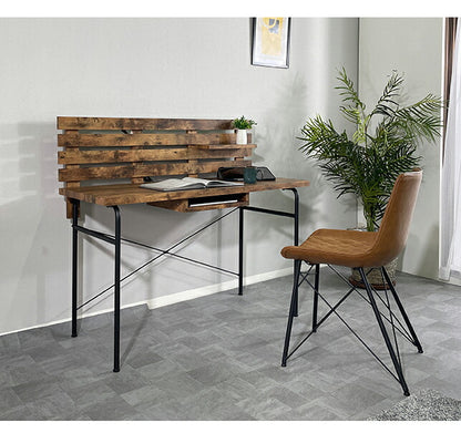 PCデスク 幅120cm パソコンデスク スチール 木目調 おしゃれ 北欧 モダン ヴィンテージ 書斎 勉強机 学習机 一人暮らし テレワーク 在宅 オフィスデスク 木製(代引不可)