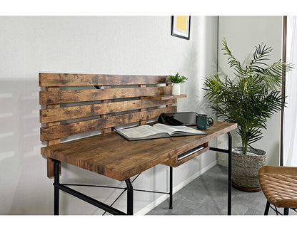 PCデスク 幅120cm パソコンデスク スチール 木目調 おしゃれ 北欧 モダン ヴィンテージ 書斎 勉強机 学習机 一人暮らし テレワーク 在宅 オフィスデスク 木製(代引不可)