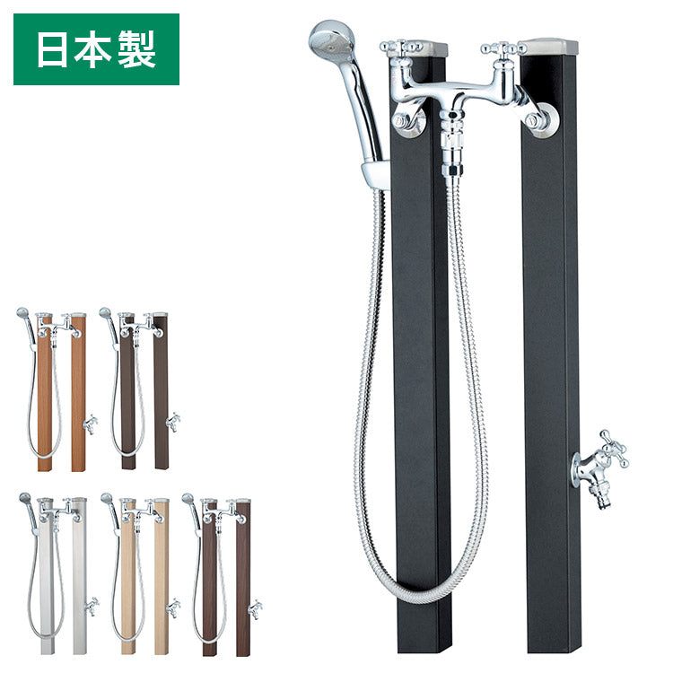 立水栓 Spre スプレスタンド 60 混合栓 スタンド 2ハンドル 水栓柱 蛇口セット シャワーホース付 蛇口 スクエア ガーデニング エクステリア DIY(代引不可)