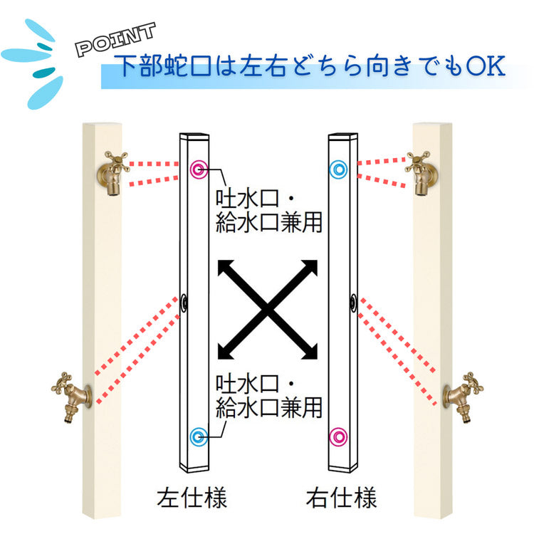 立水栓 Spre スプレスタンド 60ソリッド 蛇口2個セット 左右仕様 シャインポット 3カラー 水栓柱 補助蛇口 ホース用 ガーデンパン 水受け ガーデニング エクステリア DIY(代引不可)