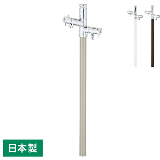 不凍水栓柱 エインスタンド 2口 左右仕様 陶芸ポット ラルゴ 3カラー L1000 立水栓 上下蛇口付 補助蛇口 ホース蛇口 寒冷地仕様 水抜き 凍結防止 水受け 水鉢(代引不可)