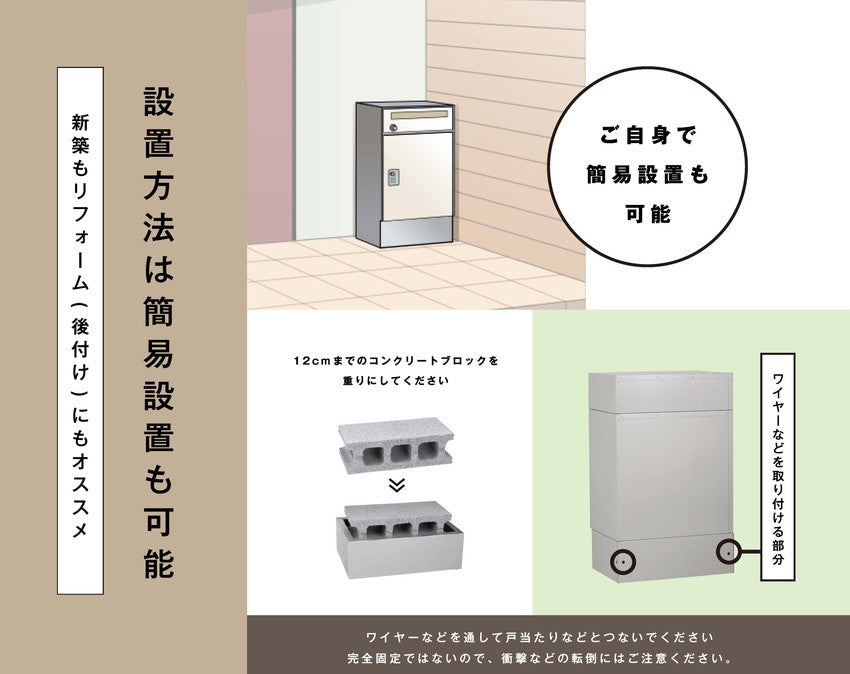 リピット DB ポスト有り(ルーフ無し) 宅配ボックス 一戸建て用 屋外 宅配ポスト 日本製 ポスト 郵便受け 宅配便 発送 受け取り おしゃれ 後付け ユニソン(代引不可)