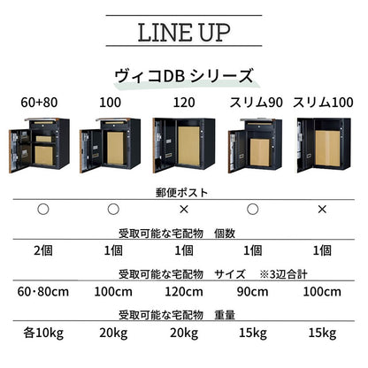 ヴィコ DB 60+80 ポスト有り 左開き 後出し 宅配ボックス 一戸建て用 屋外 宅配ポスト 機能ポール ポスト 郵便受け ユニソン(代引不可)