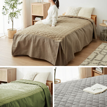 ベッドスプレッド ベッドカバー シングル 洗濯可能 丸洗い ベッドスカート マルチカバー ボックスタイプ 寝具カバー 掛けカバー スカート付き マチ付き ケーブル柄 シック 汚れ防止 ほこりよけ