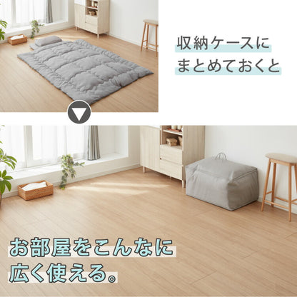 コンパクト布団セット セミシングルサイズ マットレス 枕 掛け布団 内側フランネル 布団収納袋付きふとんセット カバー付き キャンプ アウトドア 車中泊 軽量 布団 来客用 コンパクト 学生寮 民泊