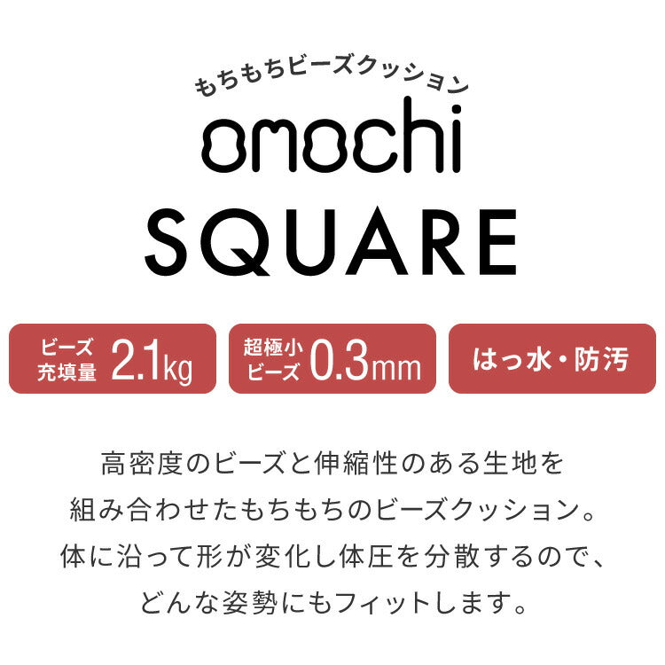 ビーズクッション キャンバス生地 50×50×35cm Sサイズ omochi SQUARE 椅子 イス 背もたれ 1人 極小ビーズ カバーリング へたりにくい 低VOC 洗える ソファ フロアソファ