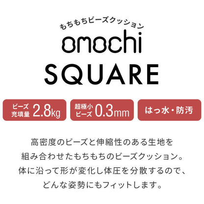 ビーズクッション キャンバス生地 58×58×35cm Mサイズ omochi SQUARE 椅子 イス 背もたれ 1人 極小ビーズ カバーリング へたりにくい 低VOC 洗える ソファ フロアソファ