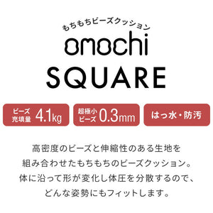 ビーズクッション キャンバス生地 65×65×43cm Lサイズ omochi SQUARE 椅子 イス 背もたれ 1人 極小ビーズ カバーリング へたりにくい 低VOC 洗える ソファ フロアソファ