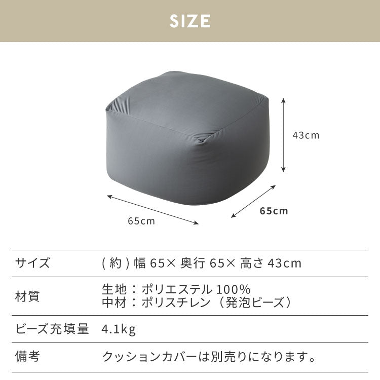 ビーズクッション本体 65×65×43cm ヌードタイプ Lサイズ 極小ビーズ へたりにくい 低VOC 大きい 北欧 マイクロビーズクッション 中身 ソファ フロアソファ