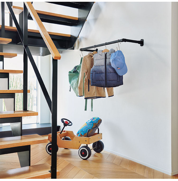 ハンギングバー H-1 正面付けCタイプセット 278cm×25cm ハンガーパイプ ハンガーラック アイアン ハンガーバー ウォールハンガー おしゃれ ハンガー インテリア(代引不可)