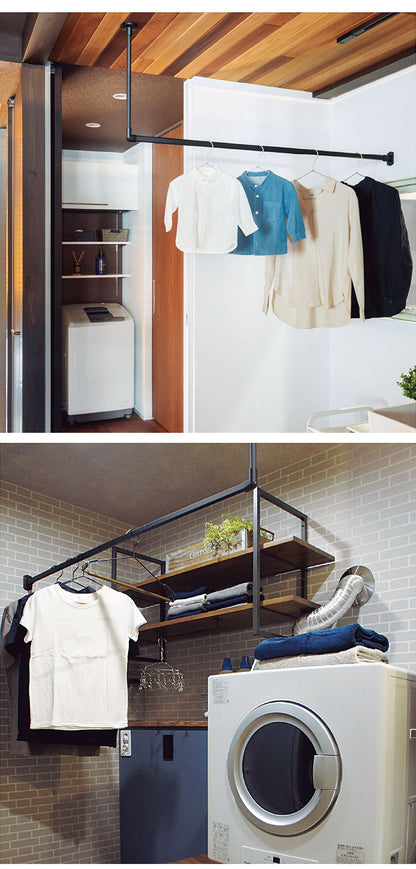 ハンギングバー H-1 天井付けLタイプセット 140cm×15cm ハンガーパイプ ハンガーラック アイアン ハンガーバー ウォールハンガー おしゃれ ハンガー インテリア(代引不可)