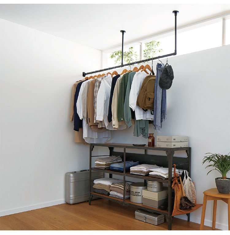 ハンギングバー H-1 天井付けLタイプセット 178cm×25cm ハンガーパイプ ハンガーラック アイアン ハンガーバー ウォールハンガー おしゃれ ハンガー インテリア(代引不可)