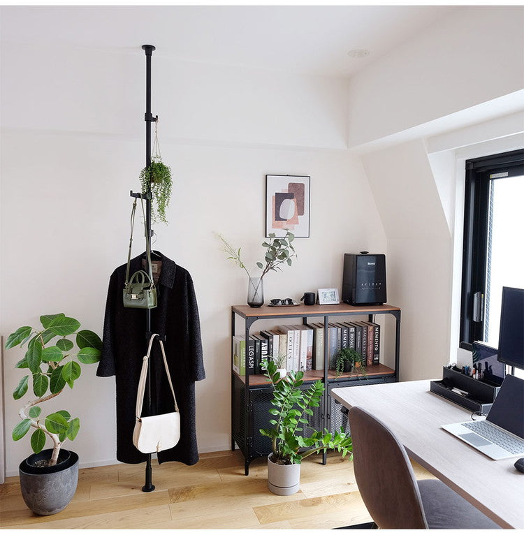 ポールハンガーセット フック大小3個入り コートハンガー 突っ張り棒 フック付き ハンガーラック ポールスタンド おしゃれ 収納 リビング 寝室 賃貸 新生活 一人暮らし TOSO トーソー Naivis ナイビス(代引不可)