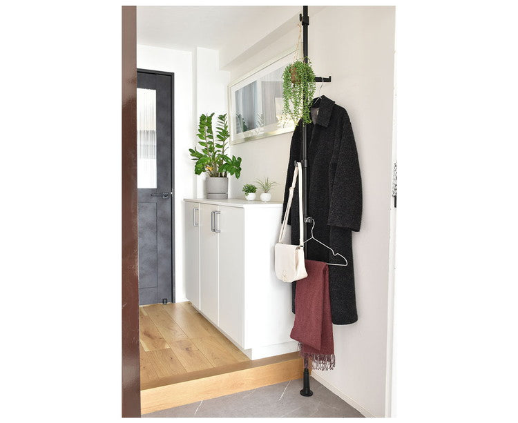 ポールハンガーセット フック大小3個入り コートハンガー 突っ張り棒 フック付き ハンガーラック ポールスタンド おしゃれ 収納 リビング 寝室 賃貸 新生活 一人暮らし TOSO トーソー Naivis ナイビス(代引不可)