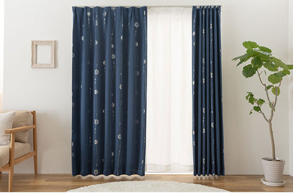 1級遮光 カーテン 4枚セット 幅100 丈135 178 200 ネイビー UVカット 紫外線 昼見えにくい ミラーレース 断熱 保温 省エネ エコ 節電 カーテン おしゃれ 北欧 かわいい(代引不可)