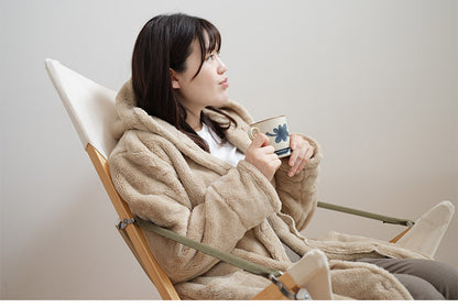 着る毛布 着丈115cm フード付き ルームウェア 吸湿 発熱 もこもこ あったか 無地 節電 省エネ 秋冬 エコ 部屋着 シンプル 毛布 おしゃれ かわいい 北欧 インテリア シンプル(代引不可)