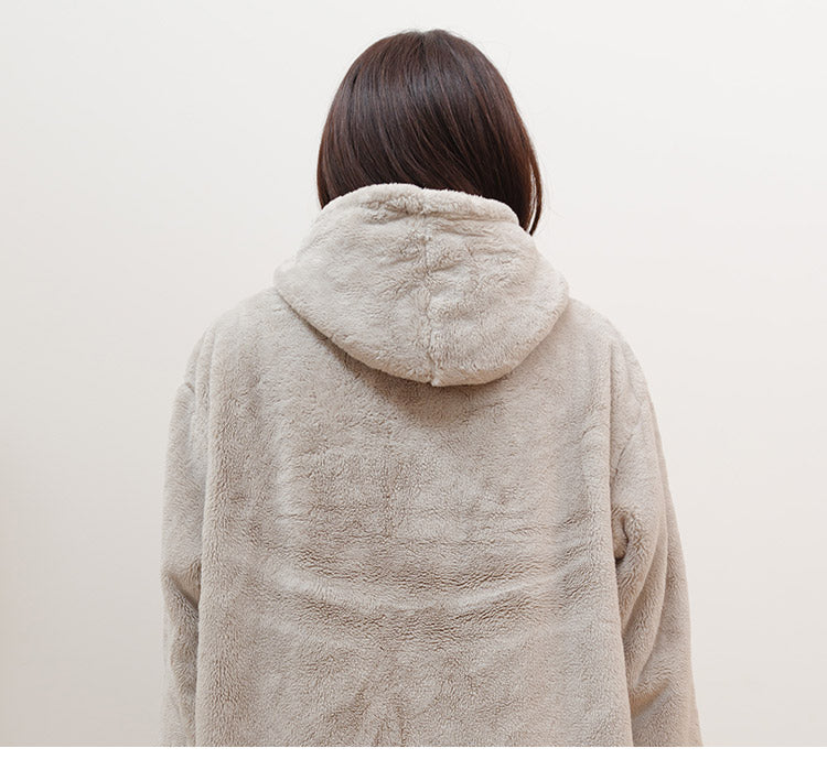 着る毛布 着丈115cm フード付き ルームウェア 吸湿 発熱 もこもこ あったか 無地 節電 省エネ 秋冬 エコ 部屋着 シンプル 毛布 おしゃれ かわいい 北欧 インテリア シンプル(代引不可)