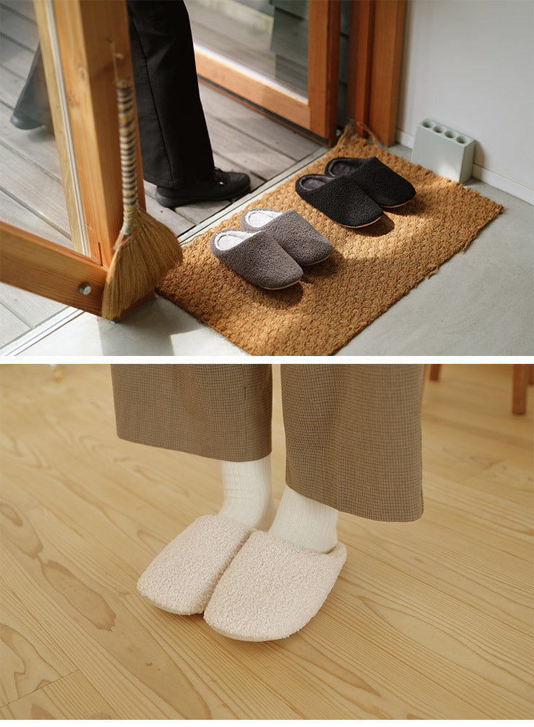 ルームシューズ スリッパ シンプル ボア 厚底 あったか 暖かい 秋冬 もこもこ 無地 シンプル コンパクト おしゃれ かわいい 北欧 インテリア アウトドア 屋外 リビング(代引不可)