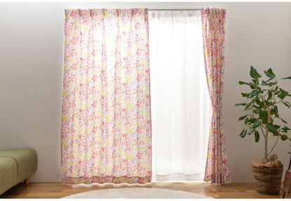 遮光カーテン 4枚セット カーテン 遮光 UVカット 紫外線 ミラー 昼見えにくい ウォッシャブル 新生活 一人暮らし 花柄 ドレープカーテン 4Pフィノ(代引不可)