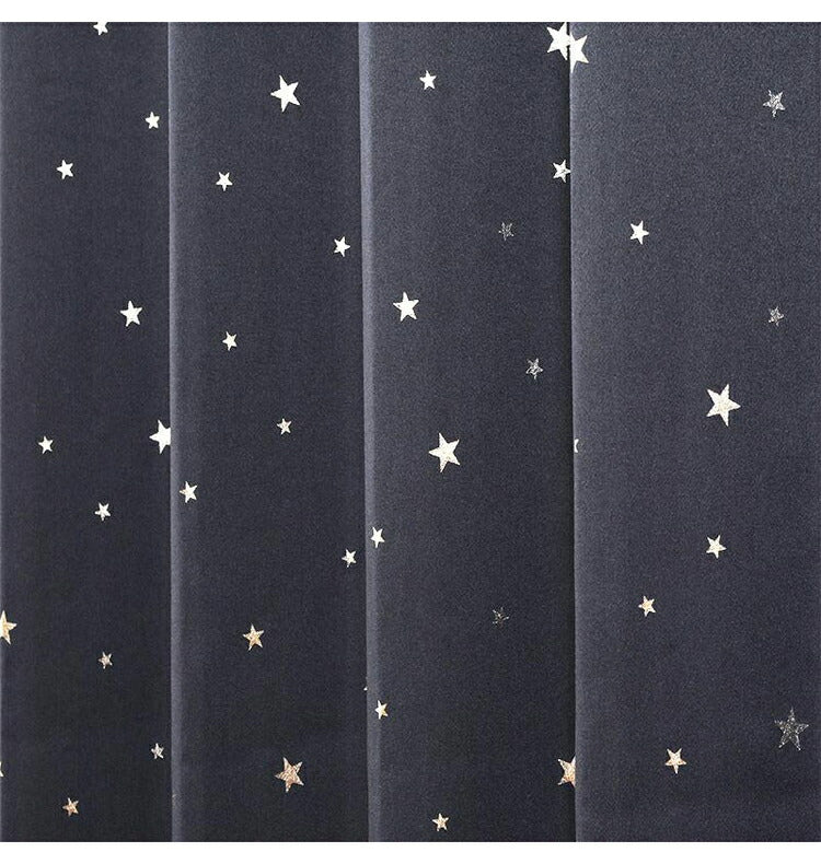 星柄 ドレープカーテン 2級遮光 幅100cm 丈135/178/200cm 2枚組 2枚セット おしゃれ かわいい かっこいい 遮光カーテン ウォッシャブル 洗える カーテン(代引不可)