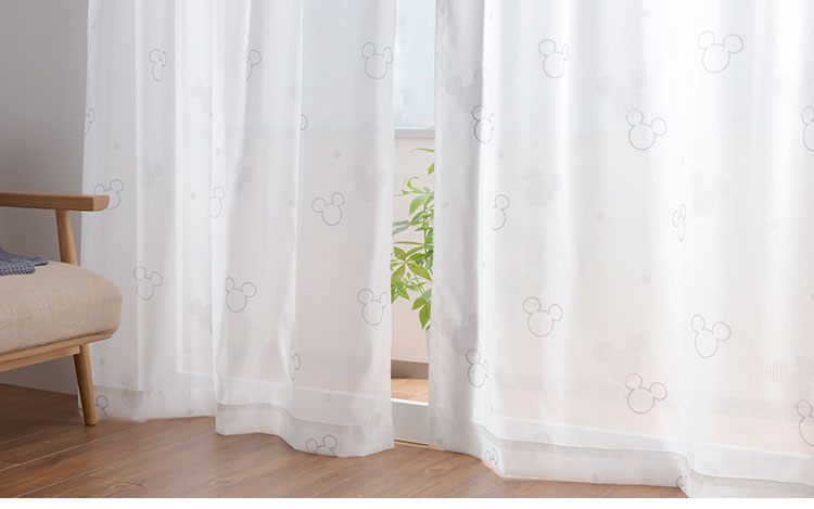 ディズニー UVカット レースカーテン 幅100cm 丈108cm ボイルカーテンカーテン リビング 寝室 子供部屋 カーテン レース おしゃれ かわいい デザイン 【Disney】(代引不可)