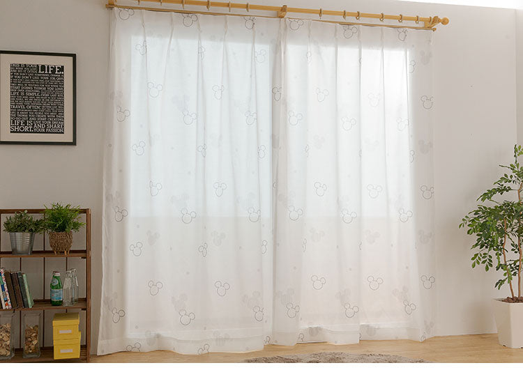 ディズニー UVカット レースカーテン 幅100cm 丈183cm ボイルカーテンカーテン リビング 寝室 子供部屋 カーテン レース おしゃれ かわいい デザイン 【Disney】(代引不可)