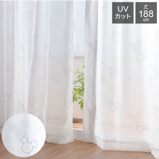 ディズニー UVカット レースカーテン 幅100cm 丈188cm ボイルカーテンカーテン リビング 寝室 子供部屋 カーテン レース おしゃれ かわいい デザイン 【Disney】(代引不可)